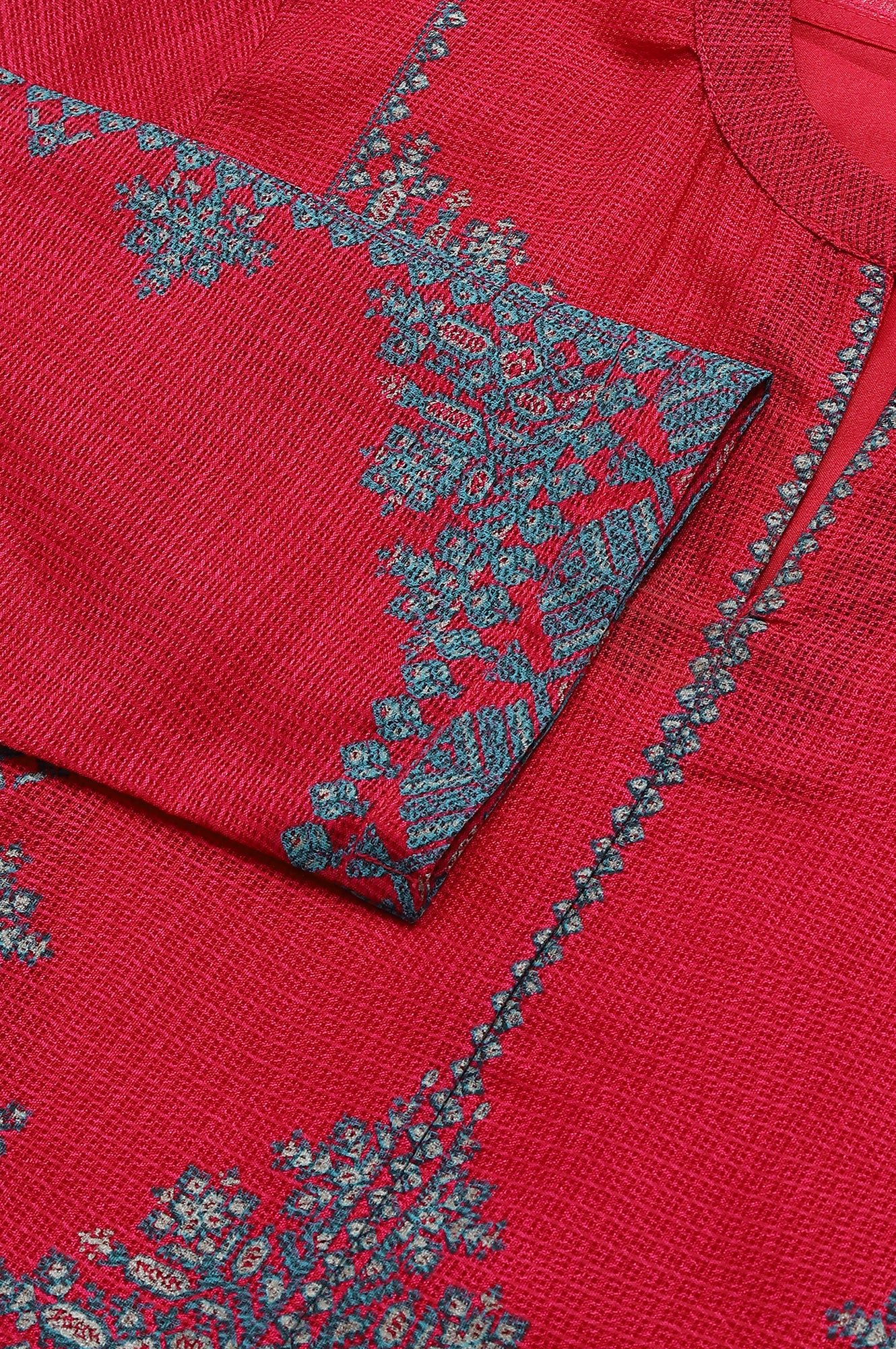 Dark Pink Kota kurta With Inner And Blue Tights