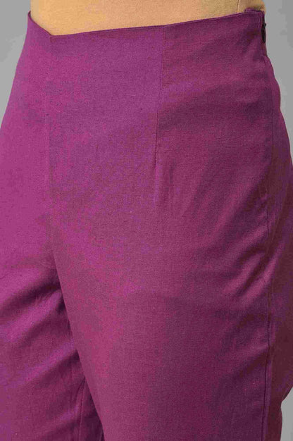 Purple Festive Shantung kurta With Slim Pants - wforwoman