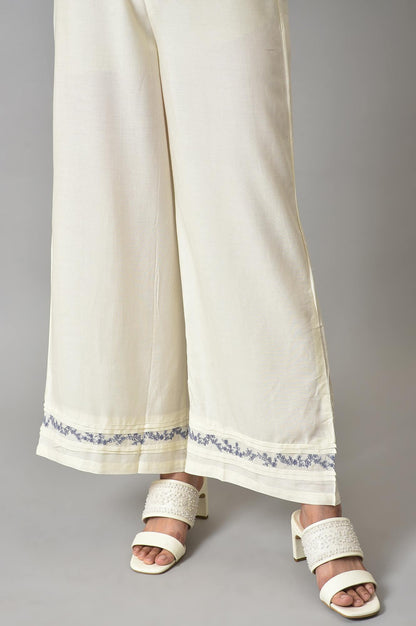 Blue Pintuck Straight kurta With Ecru Parallel Pants - wforwoman