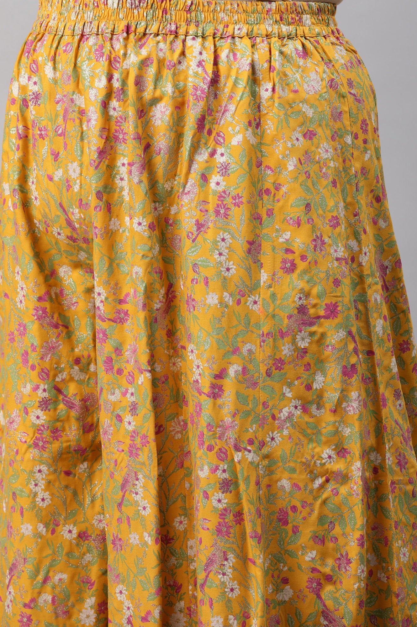 Yellow Embroidered kurta Wth Culottes And Pink Dupatta