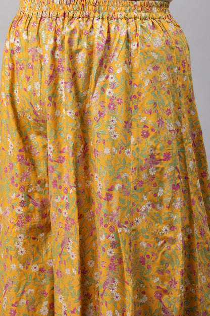 Yellow Embroidered kurta Wth Culottes And Pink Dupatta