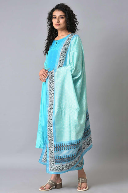 Light Green And Blue Ombre kurta Set - wforwoman