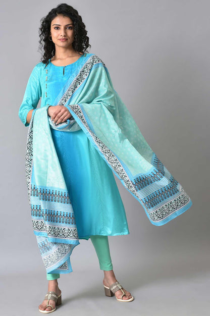 Light Green And Blue Ombre kurta Set - wforwoman