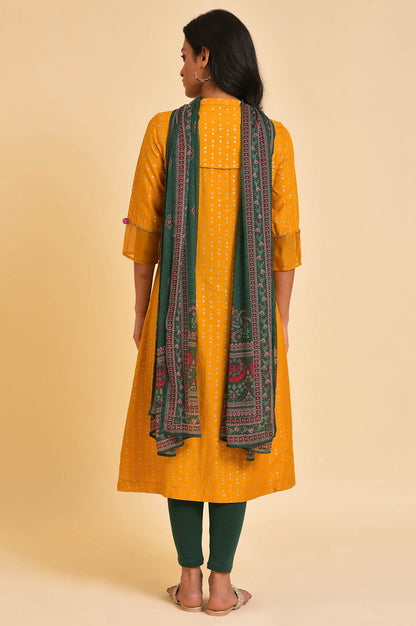 Yellow Embroidered kurta, Tights &amp; Dupatta Set