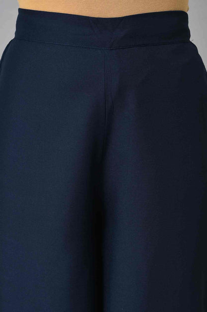 Dark Blue Paisley Printed kurta With Parallel Pants - wforwoman