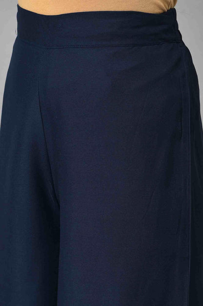 Dark Blue Paisley Printed kurta With Parallel Pants - wforwoman