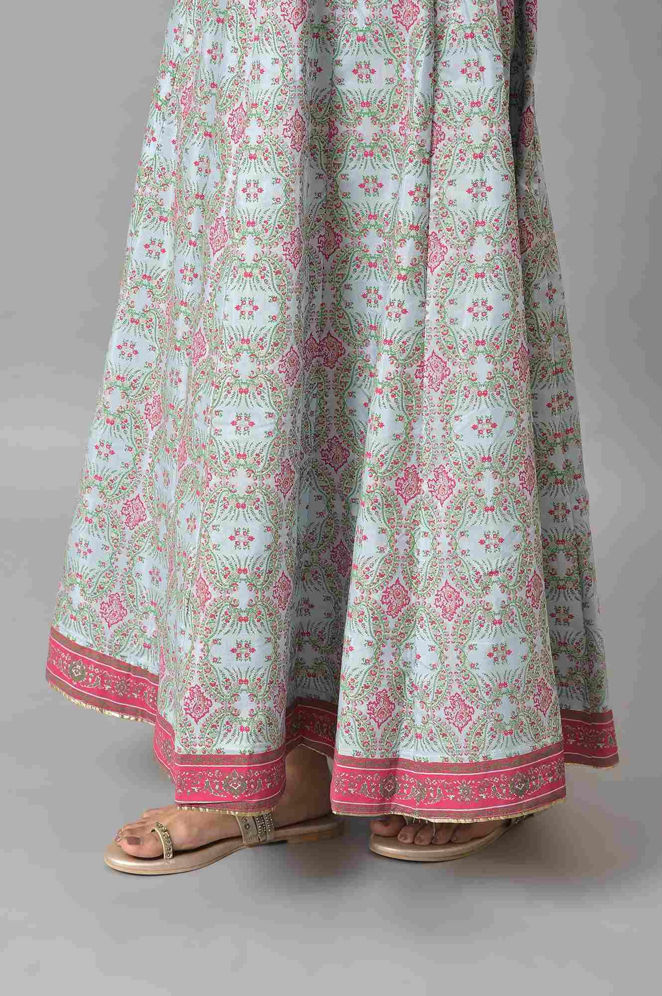 Dark Pink Mock Layered Beadwork kurta With Skirt And Chiffon Dupatta - wforwoman