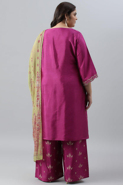 Purple Embroidered kurta With Parallel Pants And Dupatta - wforwoman