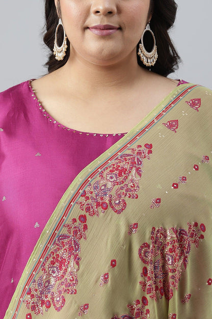 Purple Embroidered kurta With Parallel Pants And Dupatta - wforwoman