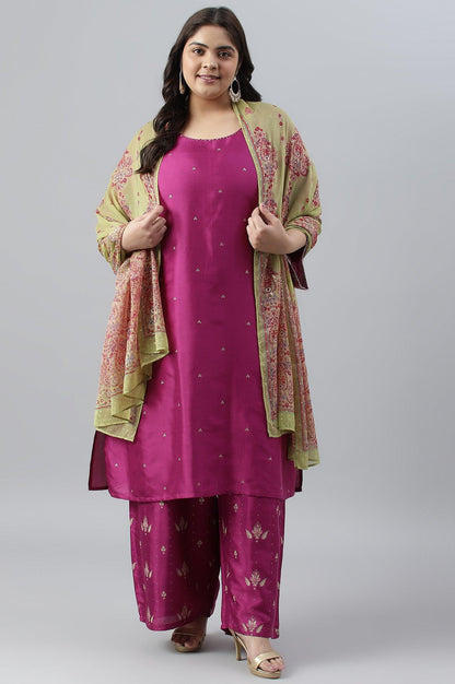 Purple Embroidered kurta With Parallel Pants And Dupatta - wforwoman