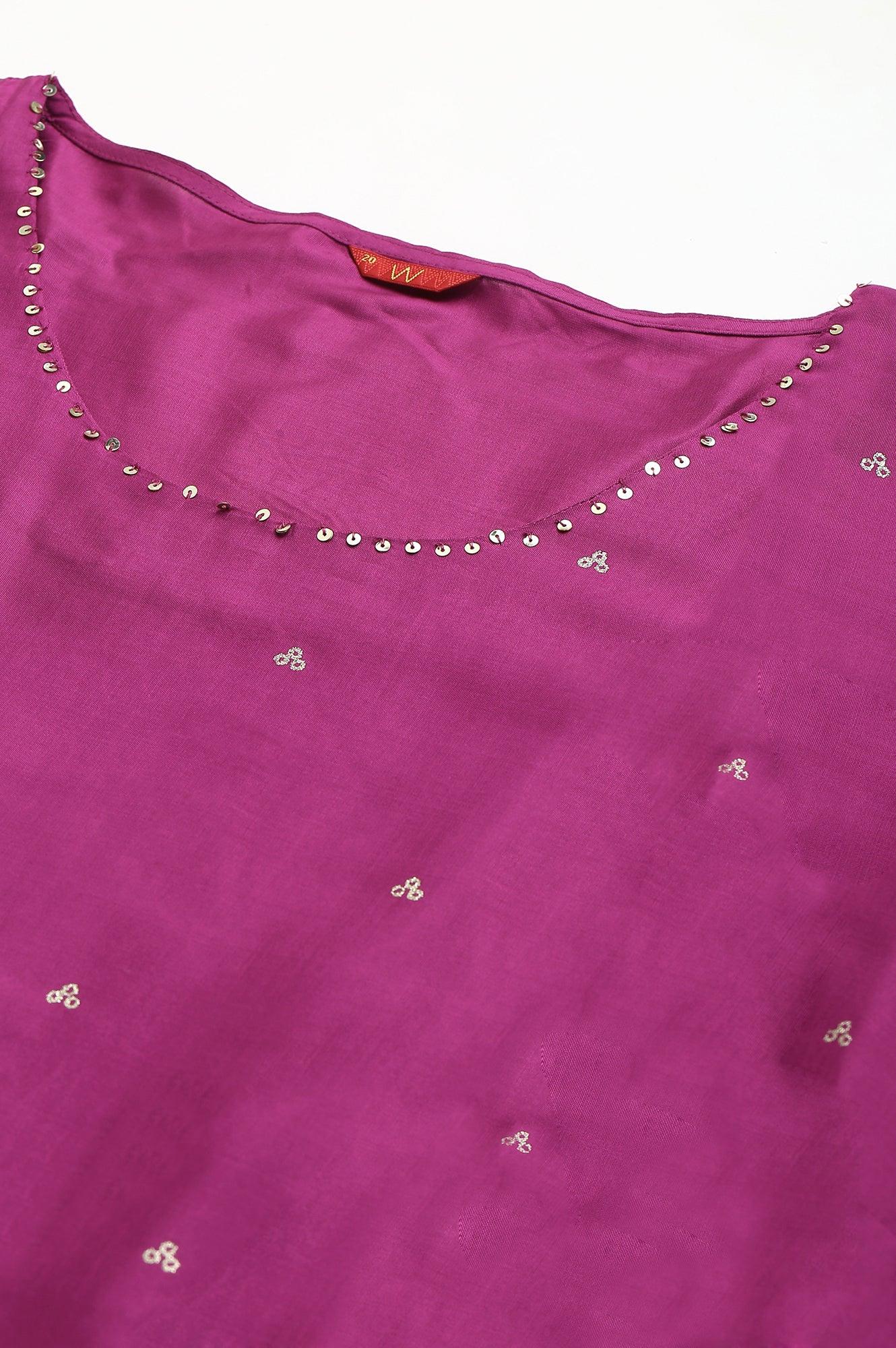 Purple Embroidered kurta With Parallel Pants And Dupatta - wforwoman