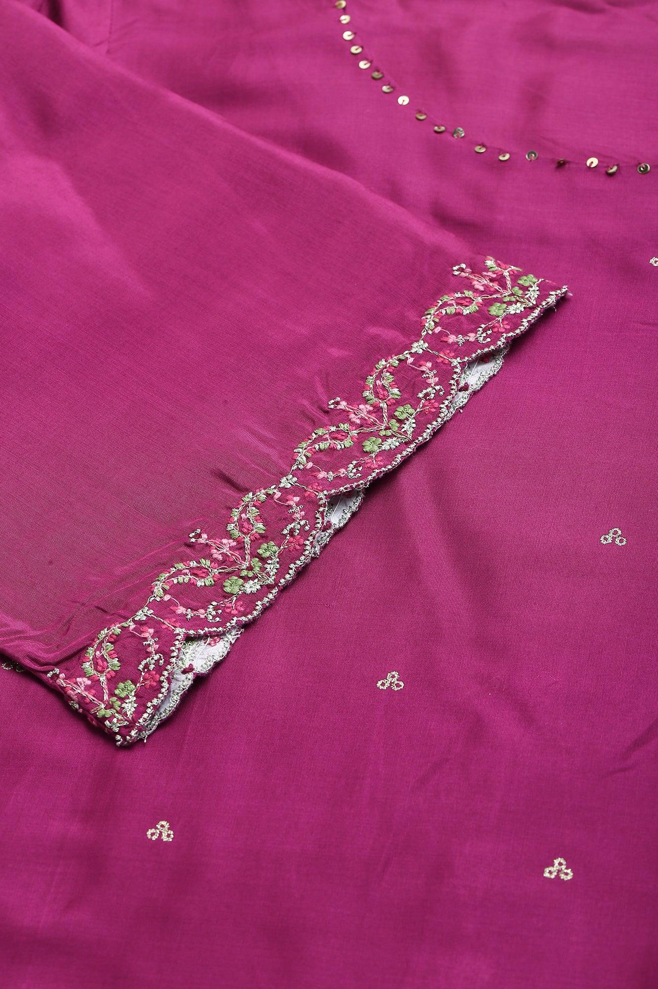 Purple Embroidered kurta With Parallel Pants And Dupatta - wforwoman