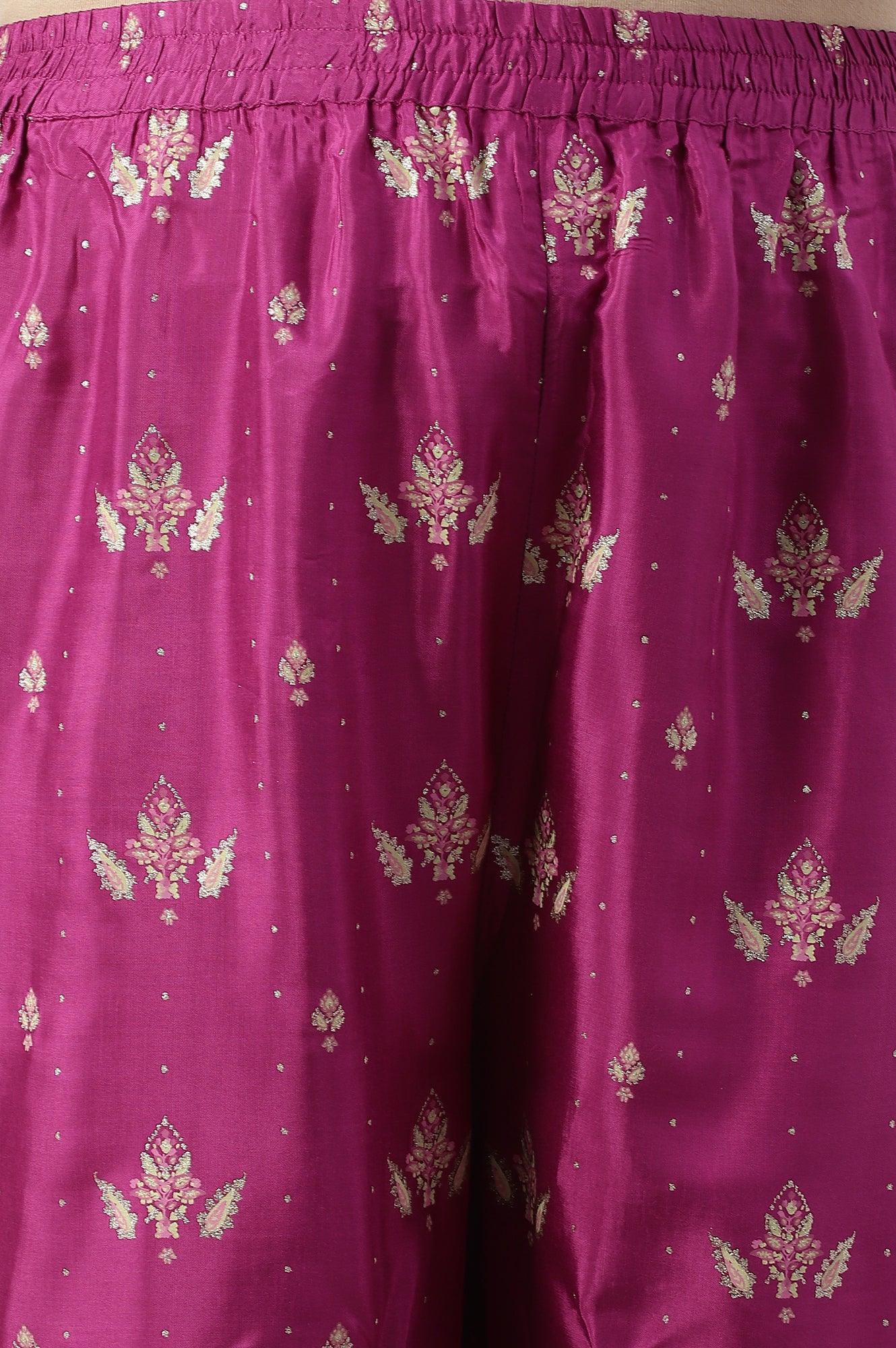 Purple Embroidered kurta With Parallel Pants And Dupatta - wforwoman