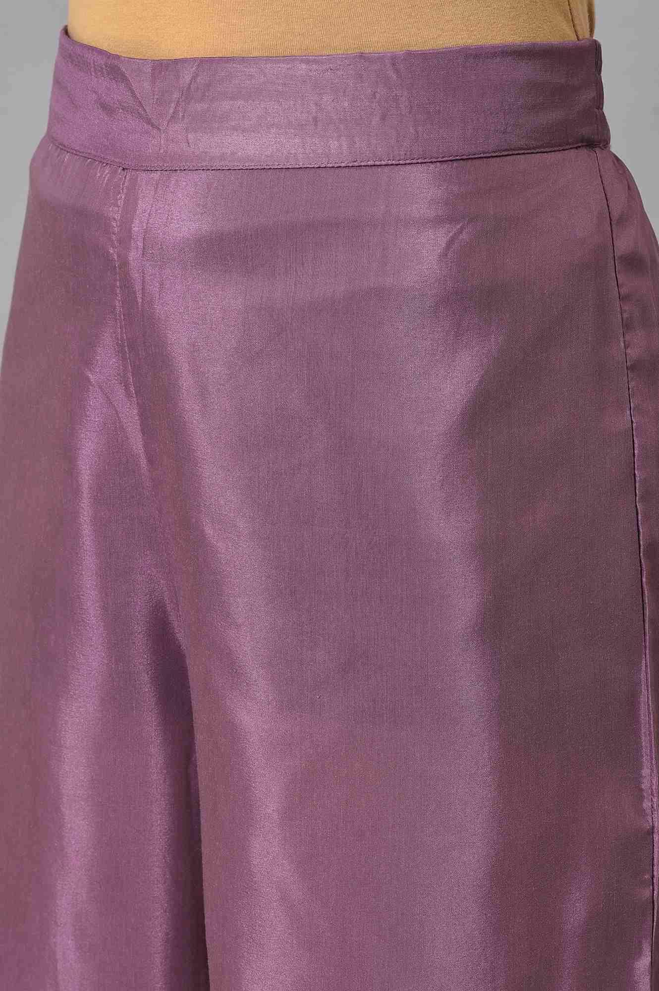 Purple Silver Mukaish Festive kurta With Parallel Pants - wforwoman
