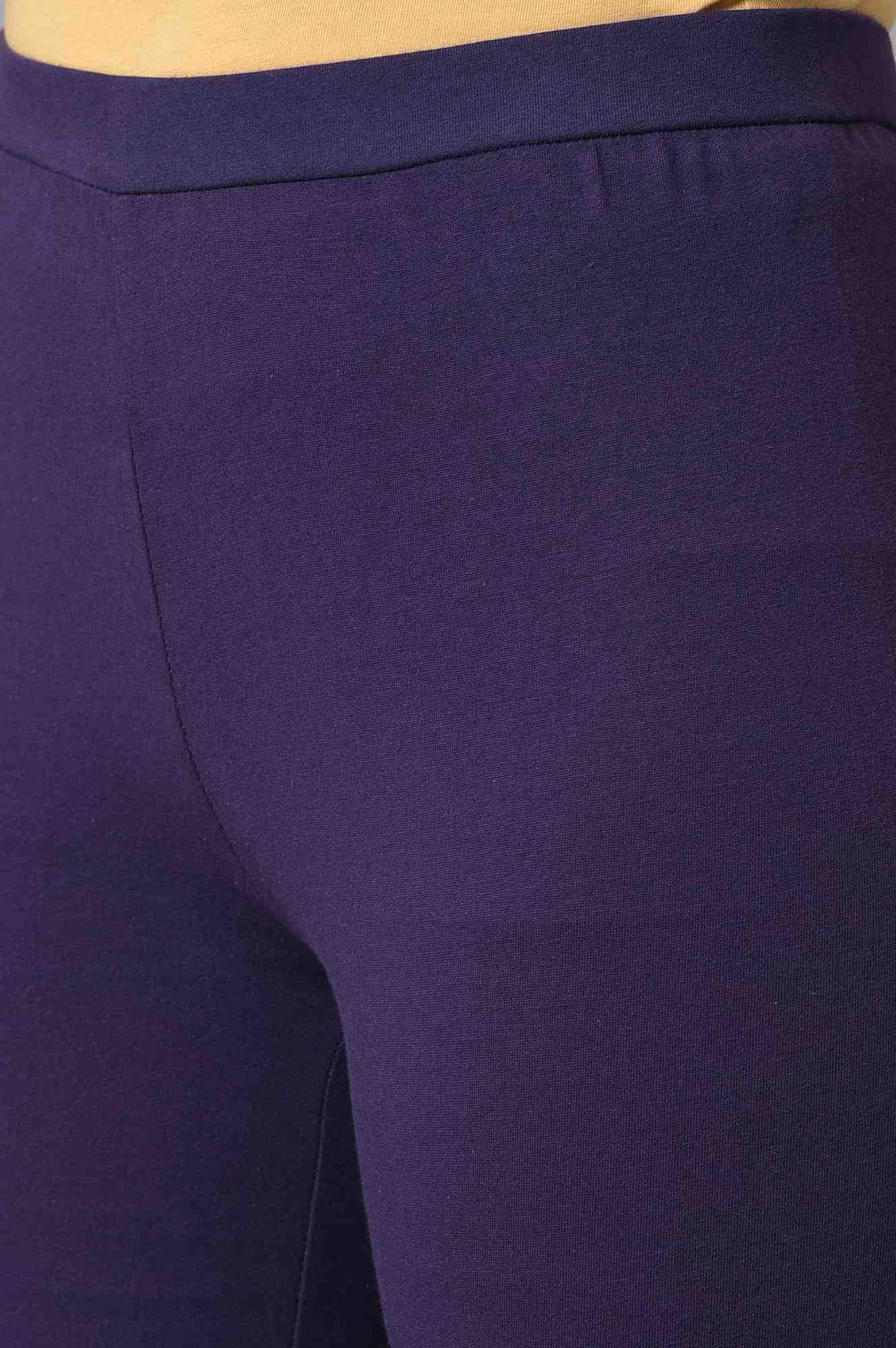 Grape Purple Cowled Hemline kurta With Tights - wforwoman