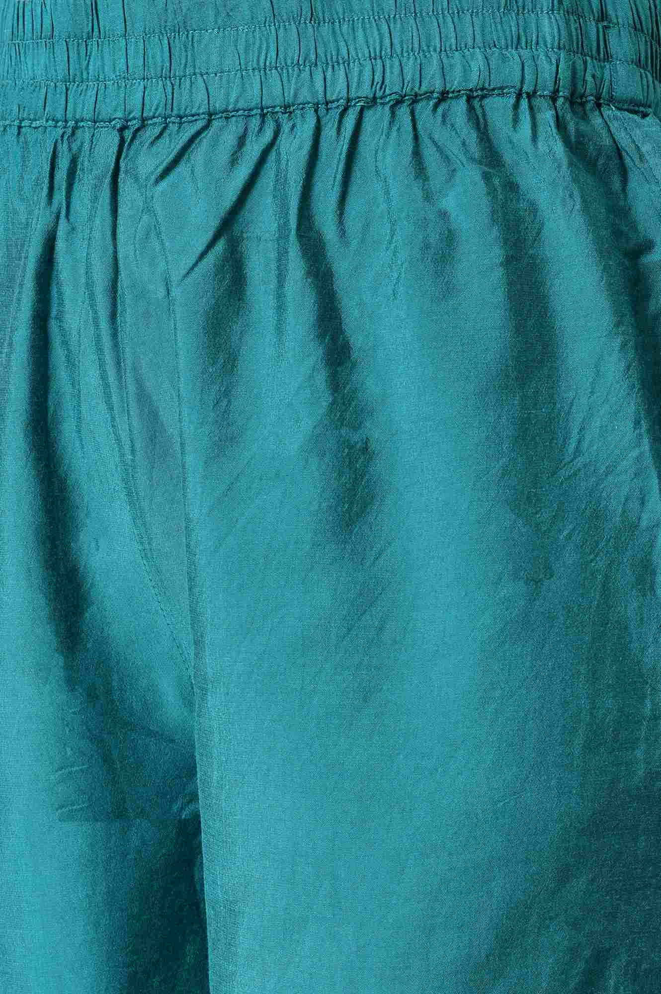 Teal Sequin Highlighted kurta With Pants And Golden Dupatta