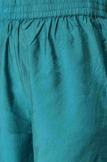 Teal Sequin Highlighted kurta With Pants And Golden Dupatta