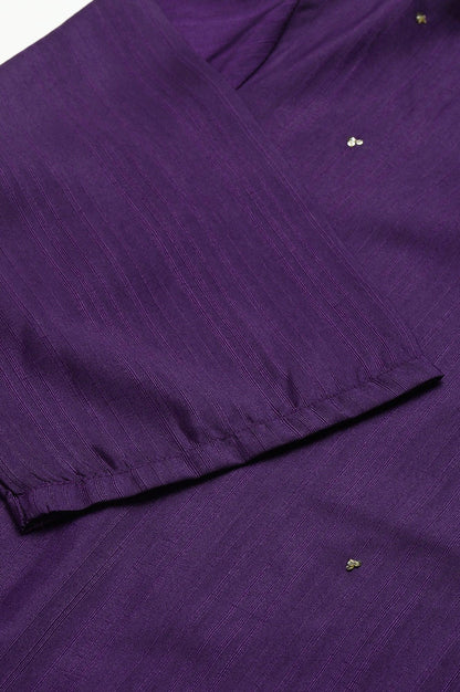Pdeep Purple Karnatka Silk Plus Size kurta With Green Slim Pants And Mukaish Dupatta - wforwoman