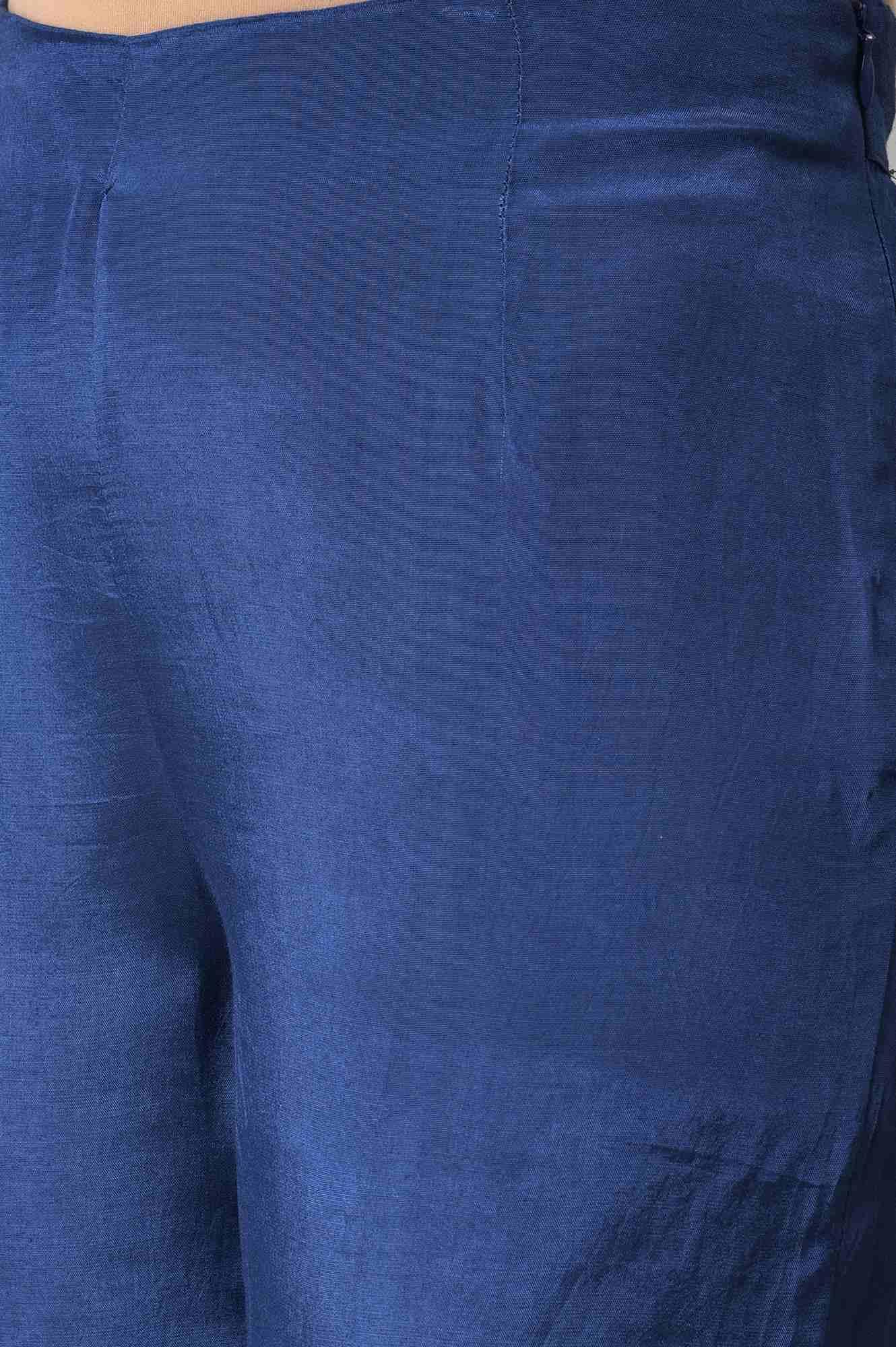 Cobalt Blue Solid kurta and Slim Pants Co-ord Set - wforwoman