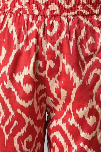 Red Ikkat Printed kurta with Slim Pants Co-ord Set