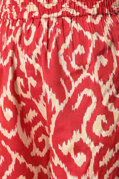 Red Ikkat Printed kurta with Slim Pants Co-ord Set