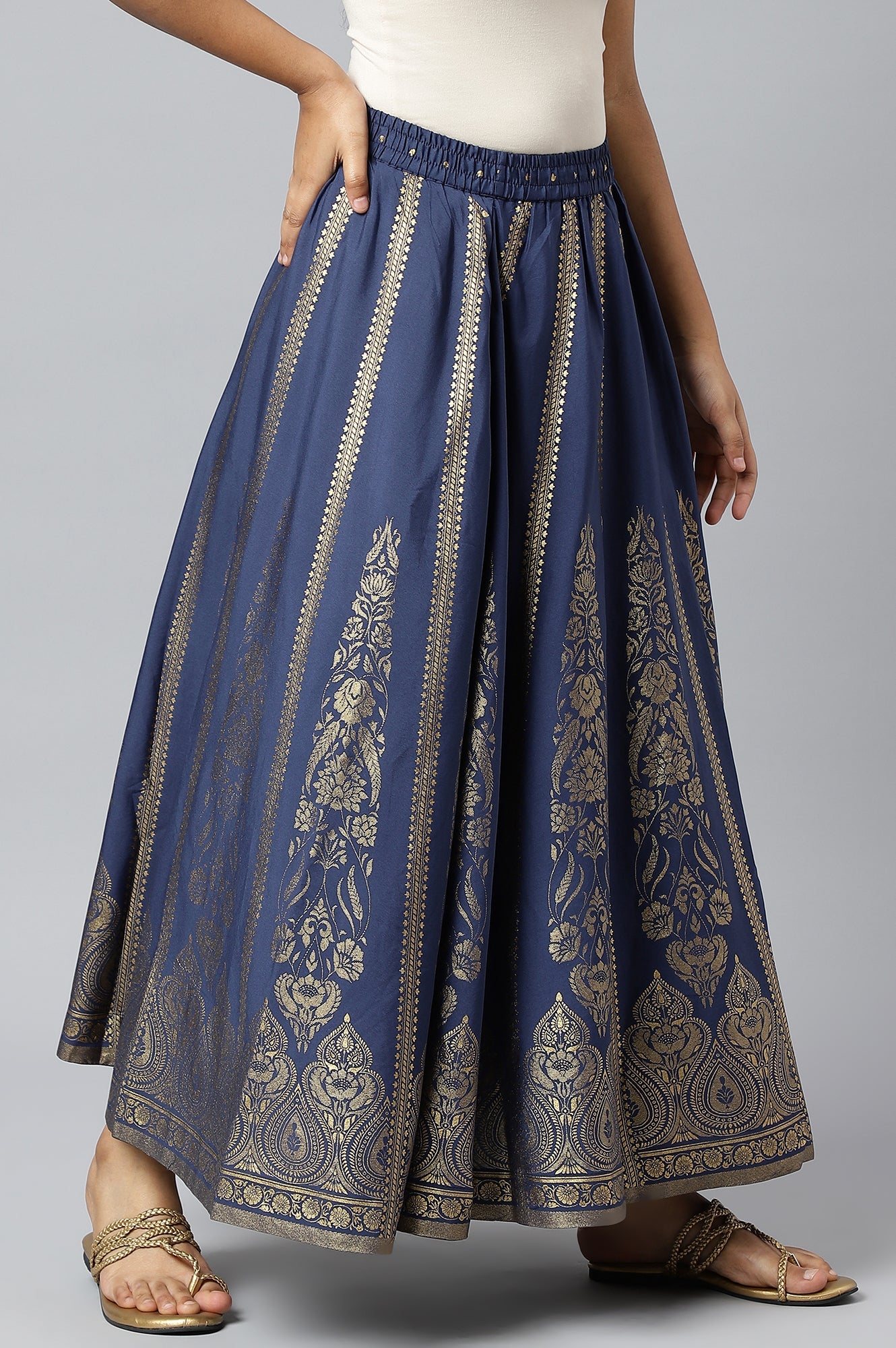 Navy Half Circle Ethnic Skirt