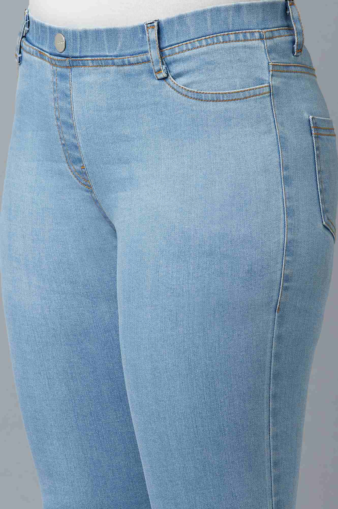 Ice Blue Yarn-Dyed Denim Jeggings