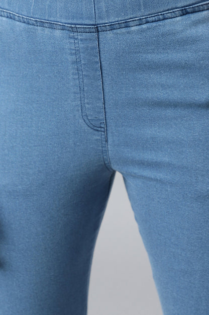 Blue Pintucks Denim Jeggings