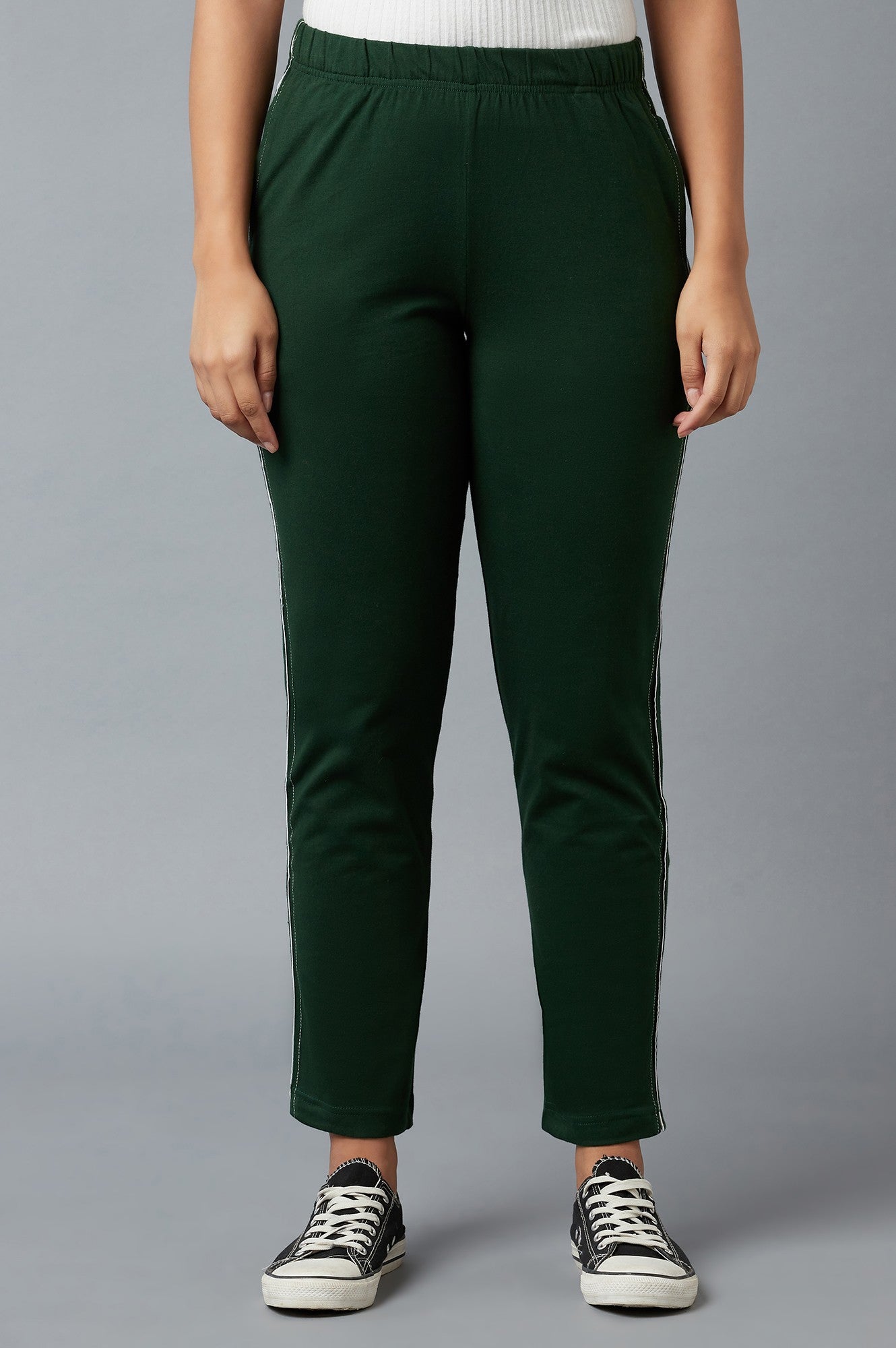 Green Ankle Length Jersy Pants