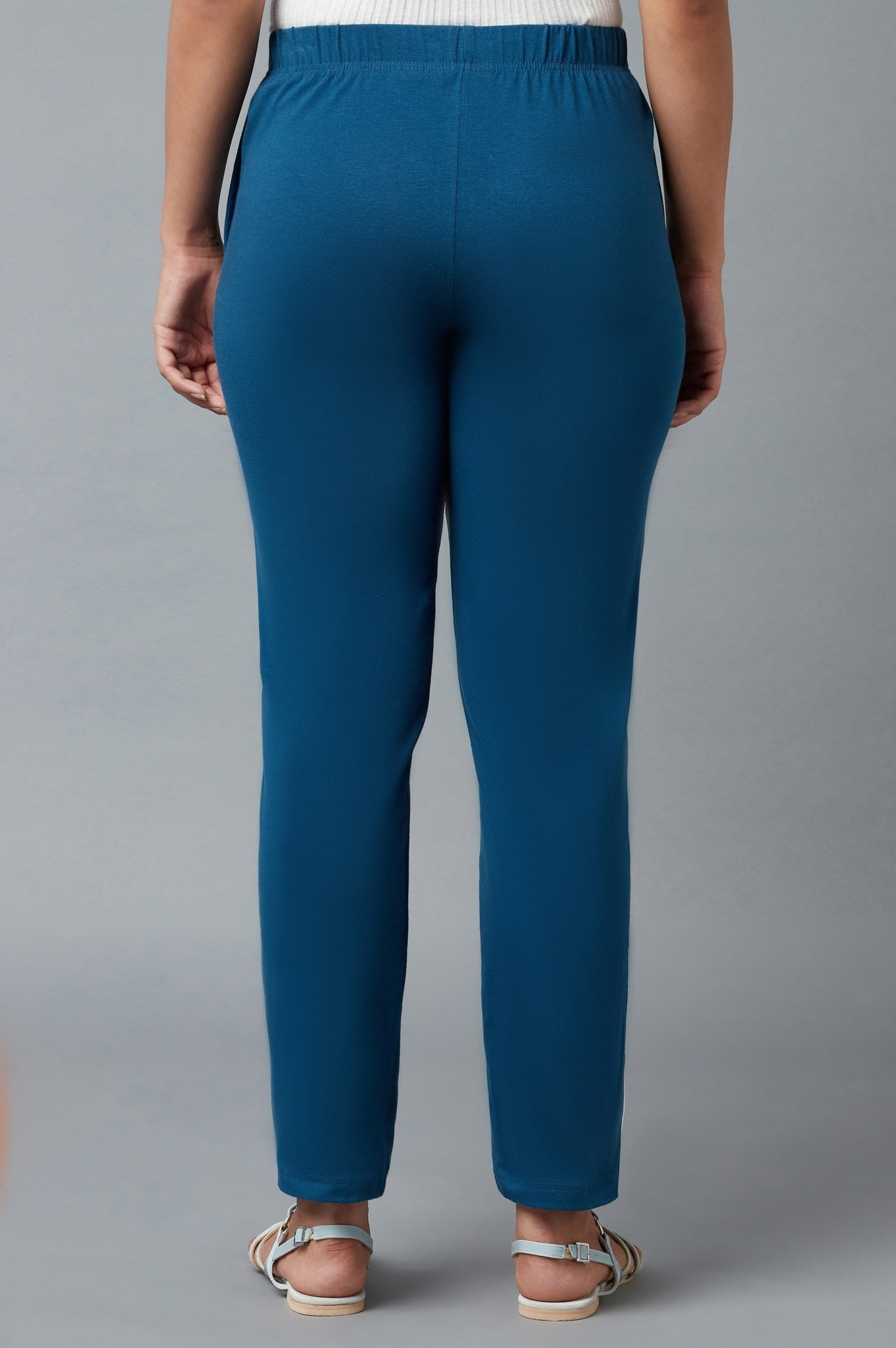 Blue Ankle Length Jersy Pants