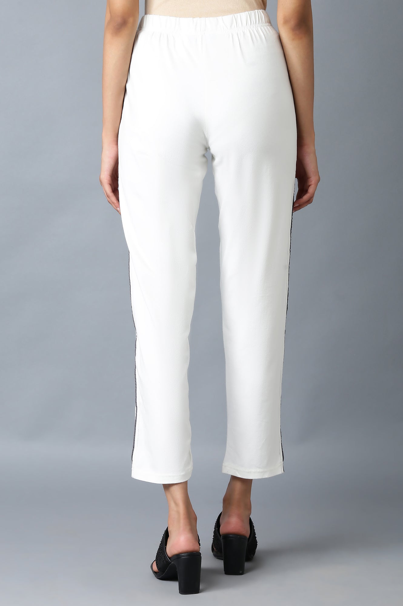 White Ankle Length Jersy Pants