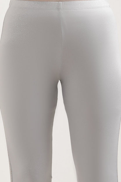 Silver Printed Poly Lycra Tights For Women