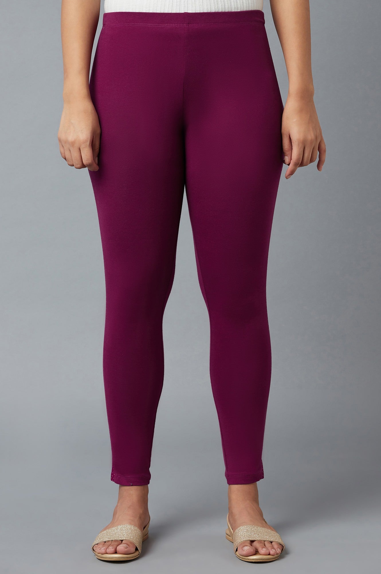 Pink Cotton Lycra Tights For Women