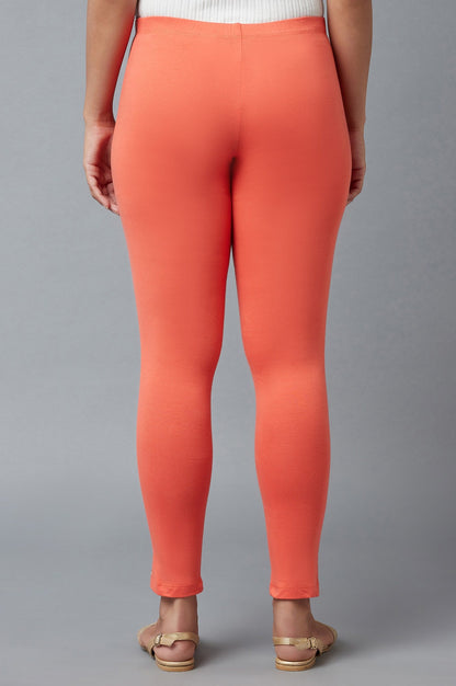 Red Cotton Lycra Tights For Women