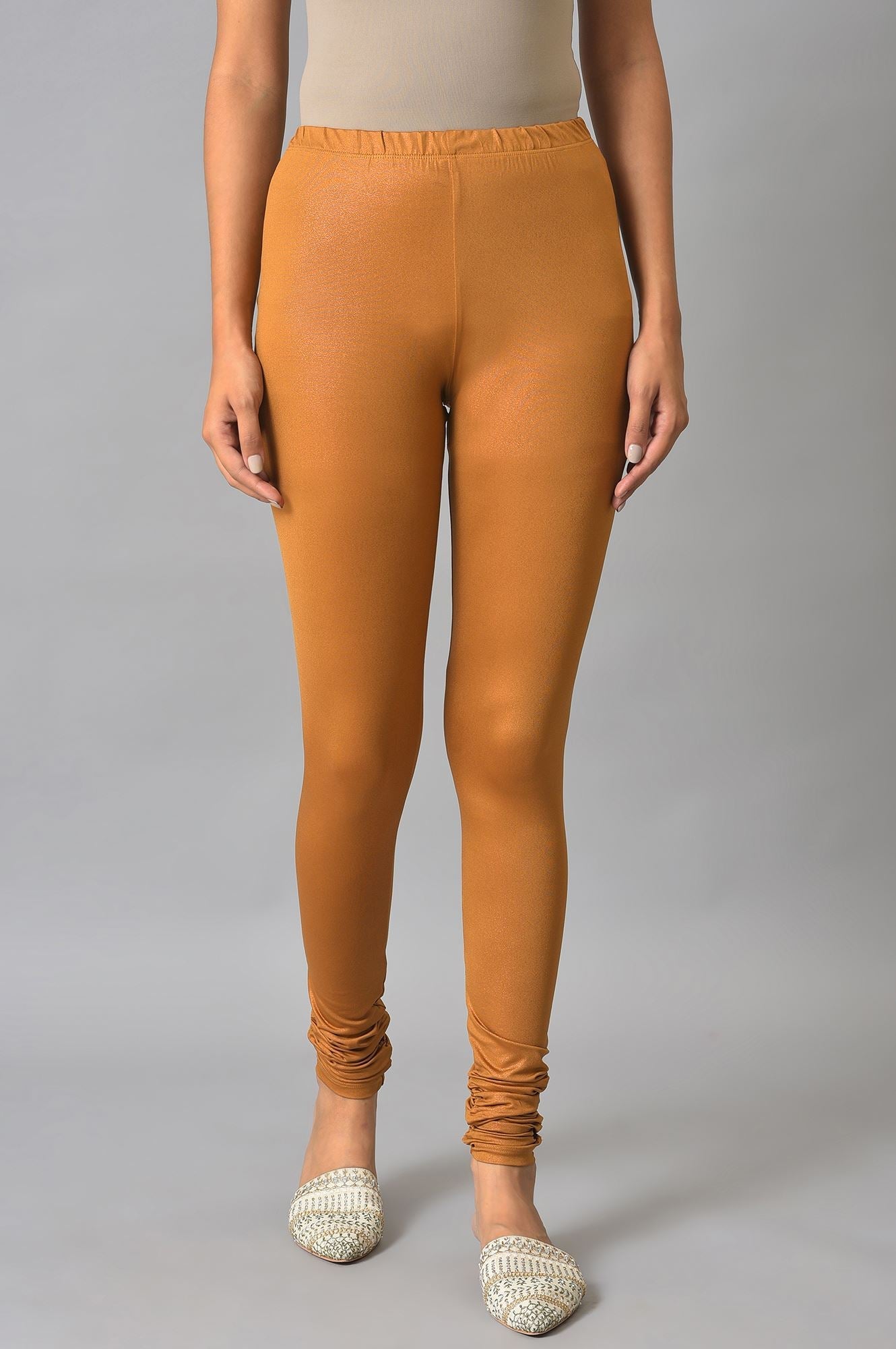 Brown Poly Lycra Women Churidar