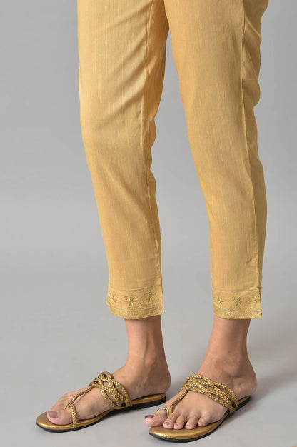 Gold Yarn-Dyed Gathered Trouser Pants