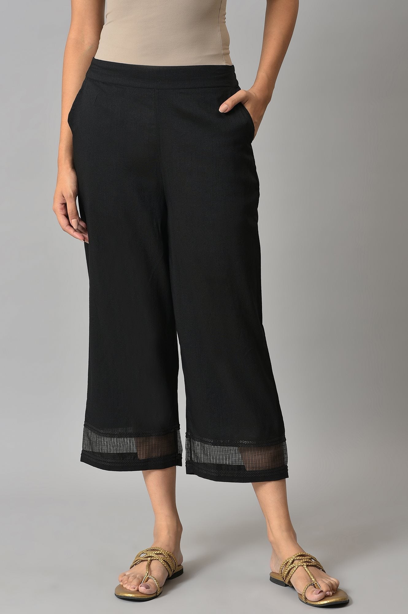 Black Gathered Culottes