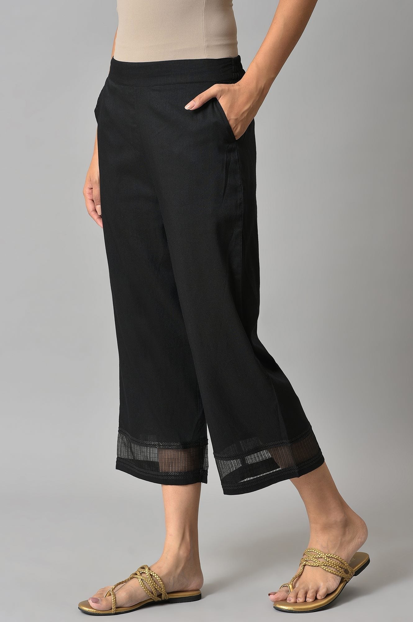 Black Gathered Culottes