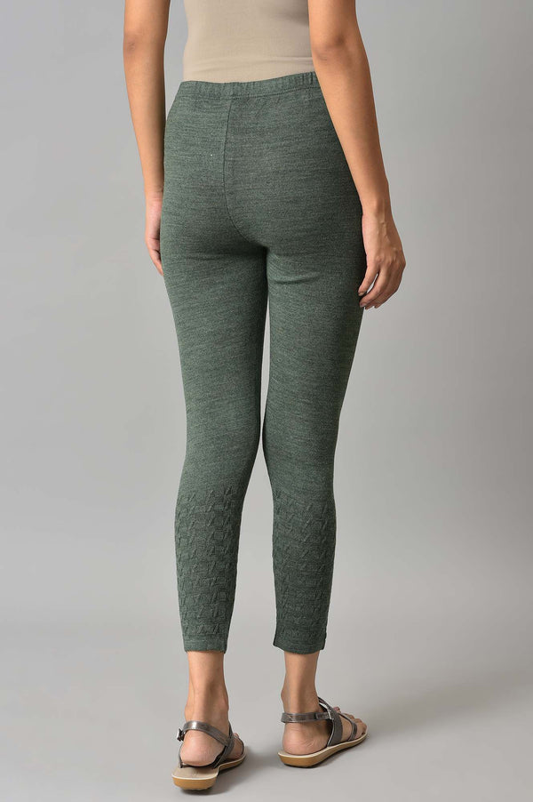 Green Solid Skinny Tights With Elasticated Waistband