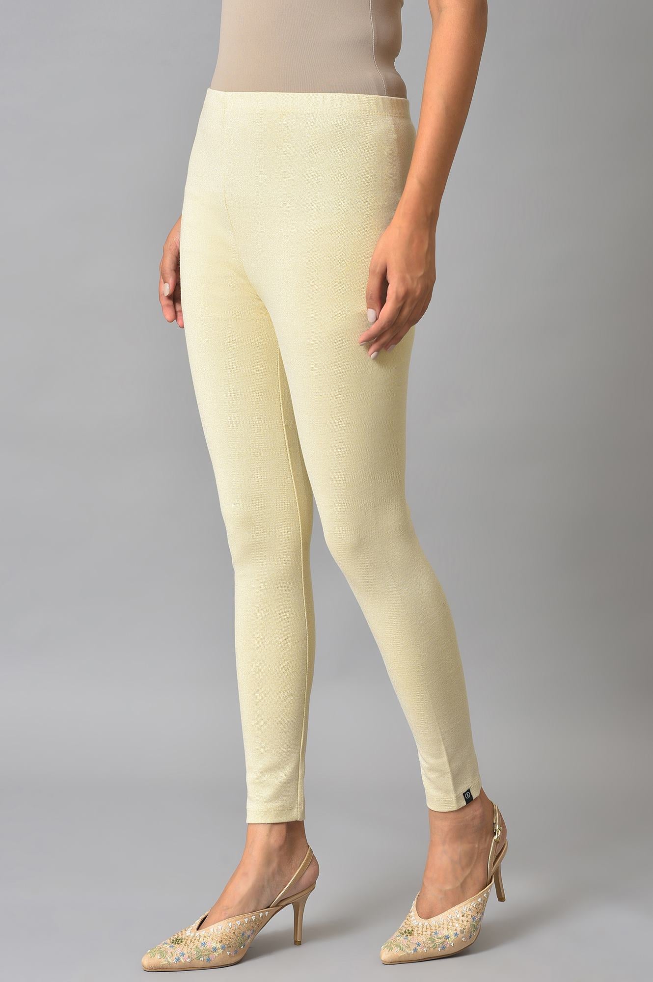 White Knitted Solid Winter Tights