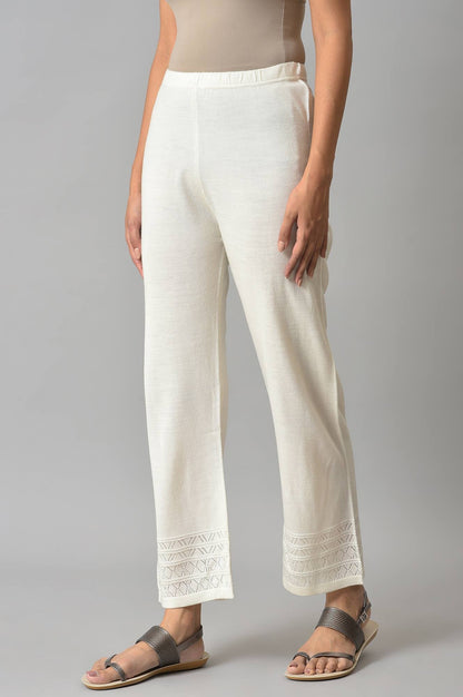 White Acrylic Knitted Palazzo Pants