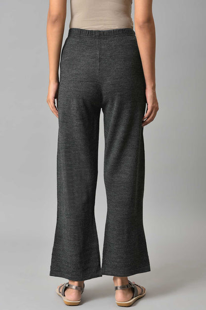 Grey Acrylic Knitted Palazzo Pants