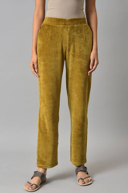 Green Straight Winter Trousers