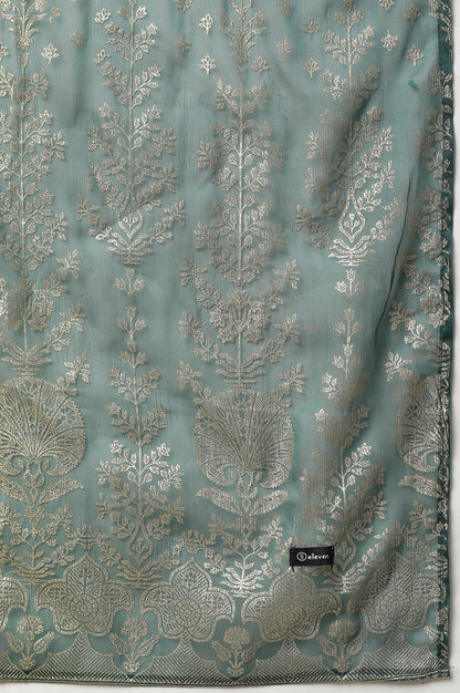 Green Silver Chiffon Printed Dupatta