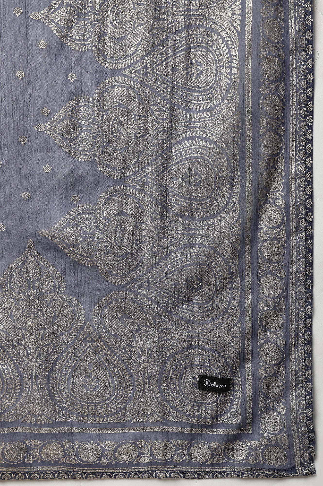 Navy Silver Chiffon Printed Dupatta