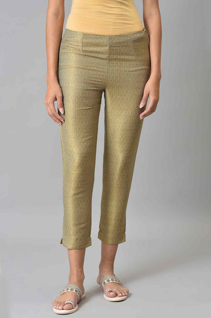 Gold Jacquard Slim Pants