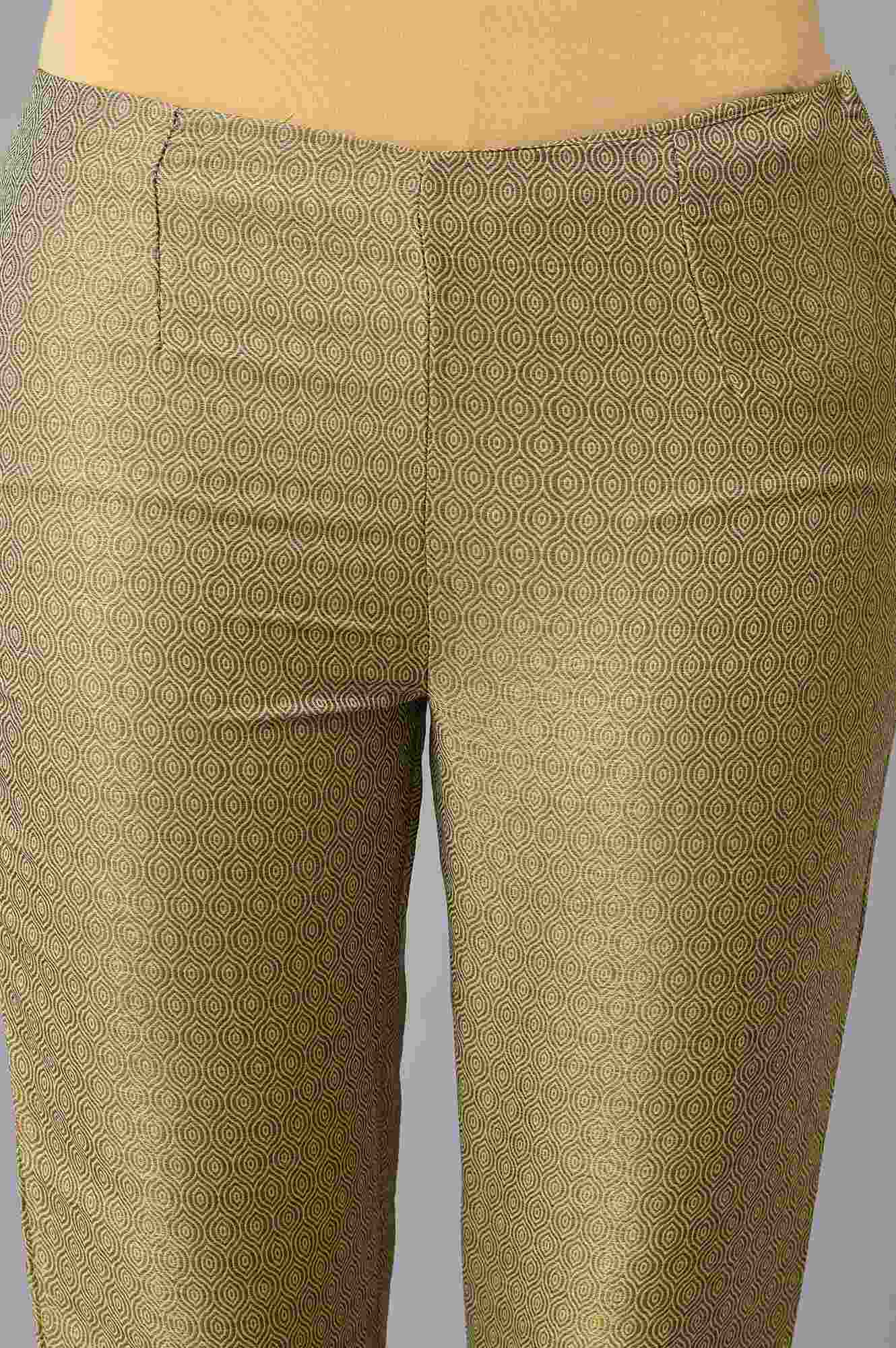 Gold Jacquard Slim Pants