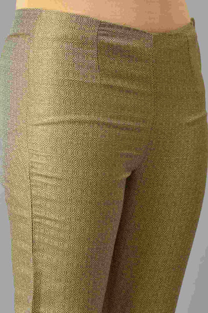 Gold Jacquard Slim Pants