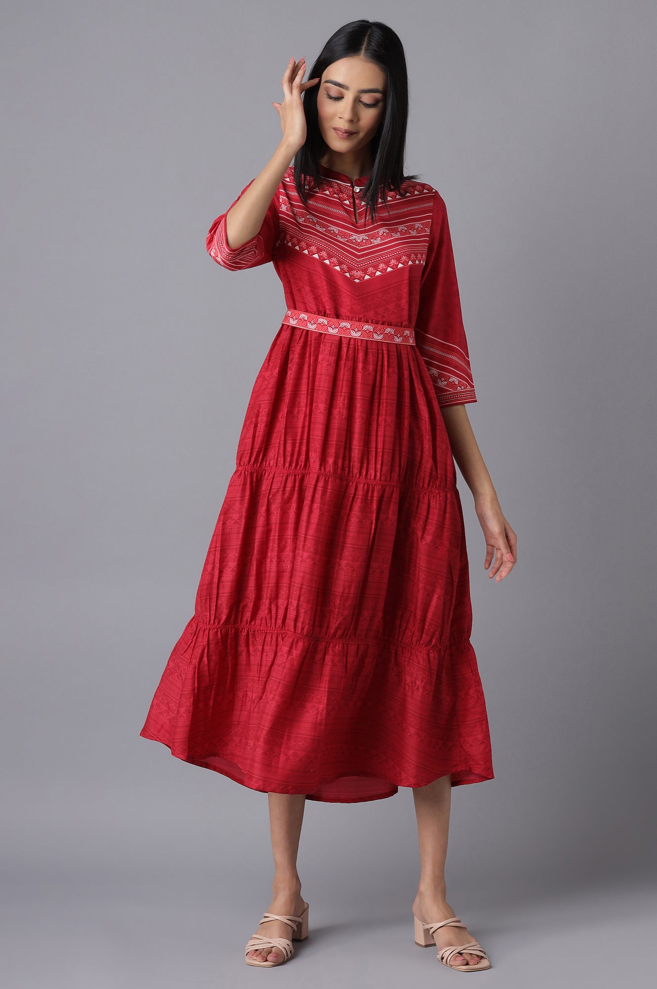 Red Printed Printed Dress