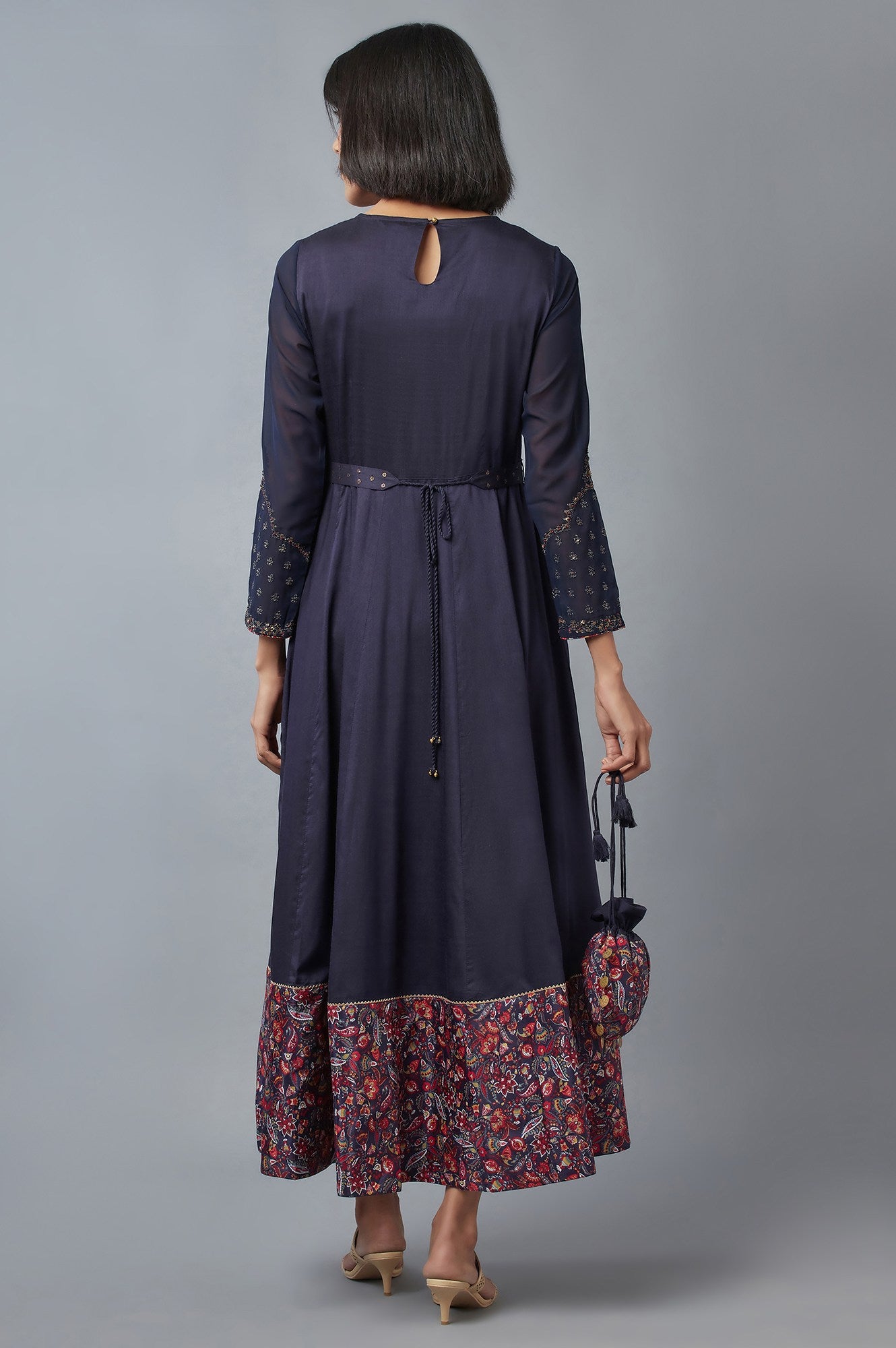 Navy Blue Embroidered Dress